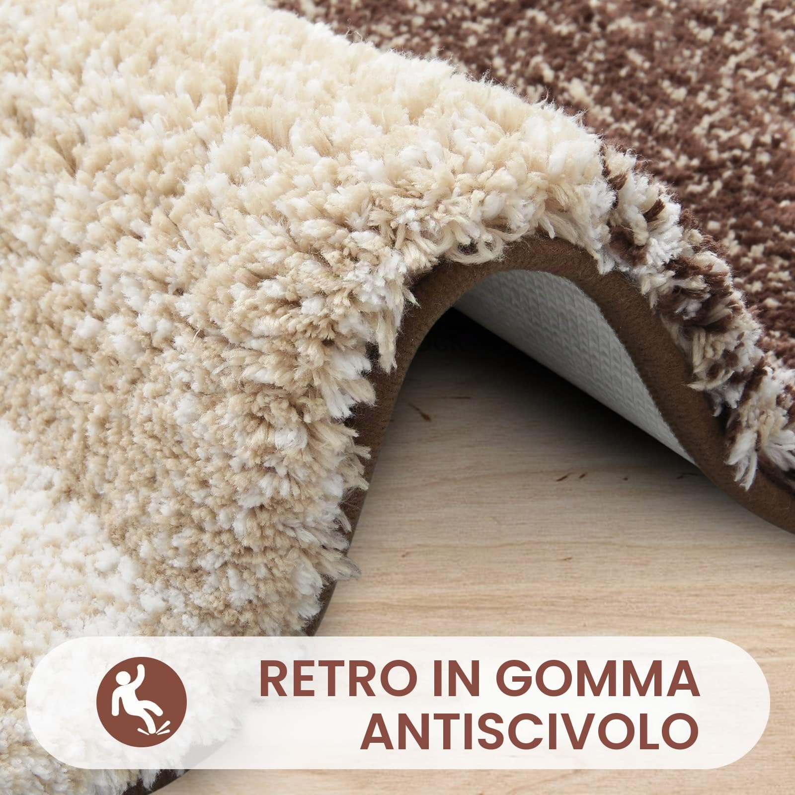 Homaxy Morbido tappetino da bagno 40 x 120 cm, tappetino da bagno antiscivolo lavabile tappetino da bagno a pelo lungo morbido tappetino in microfibra aspirante tappetino per doccia (marrone)
