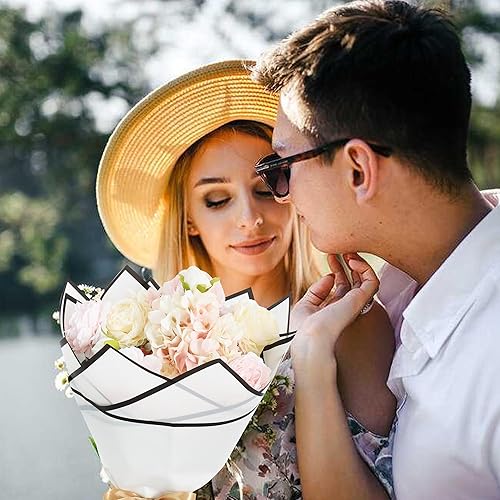 Miniatura 4 de BEISHIDA 40 piezas de papel de regalo de flores rosa, papel de regalo floral impermeable, para ramos de flores, suministros de floristería, papel de