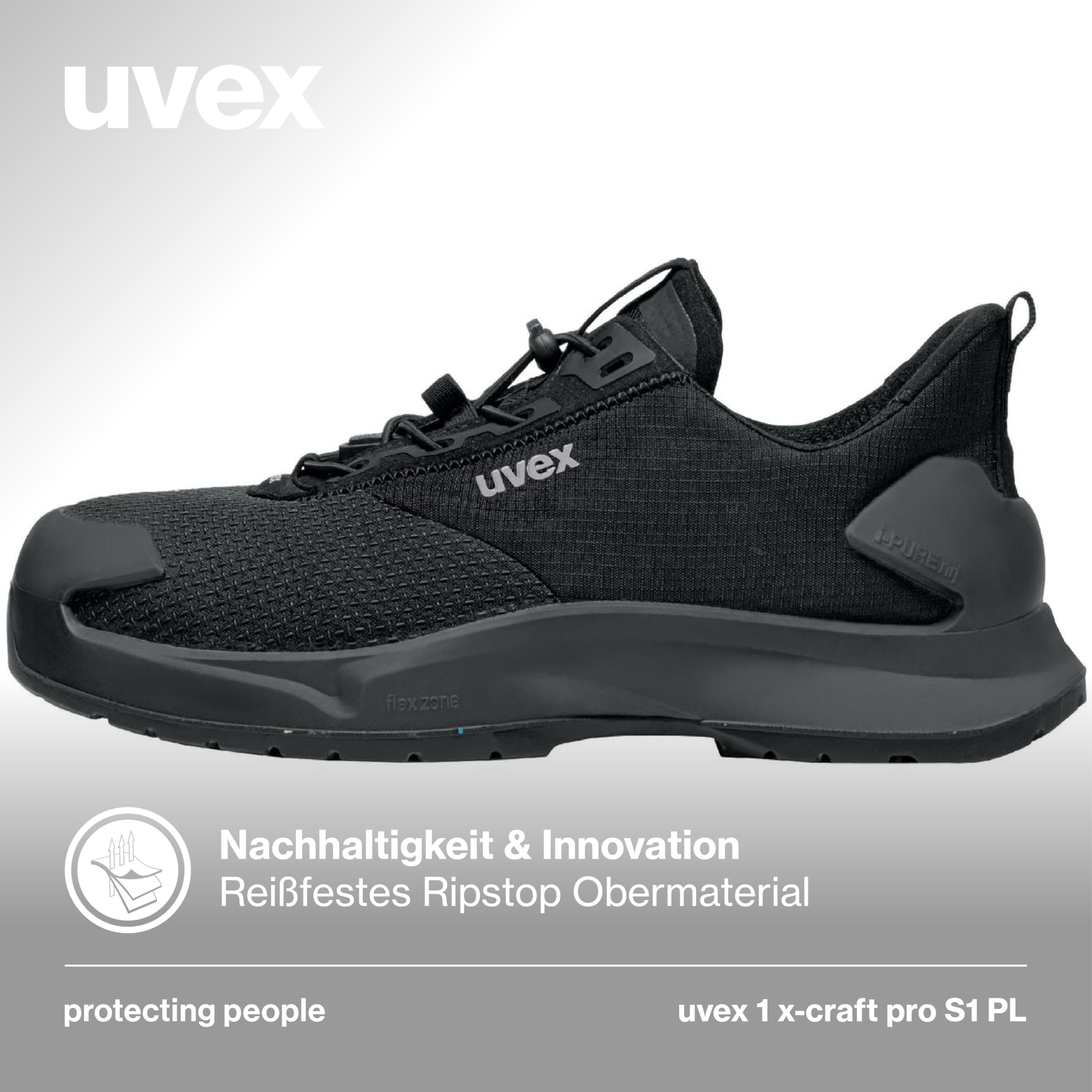 Uvex 1 x-Craft pro Halbschuh S1 PL - Sicherheitsschuh für stärkere Beanspruchung - sportlich, leicht & flexibel