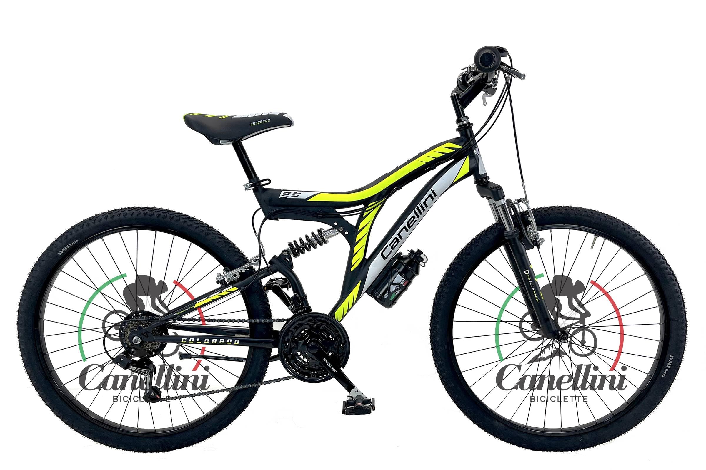 Bicicletta Bambino MTB FULL SUSPENSION 26 COLORADO - Ruote 26" (NERO/GIALLO)
