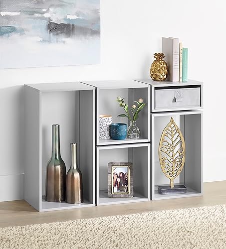 Whitmor Organizador de clips y cubos de 5 piezas, gris