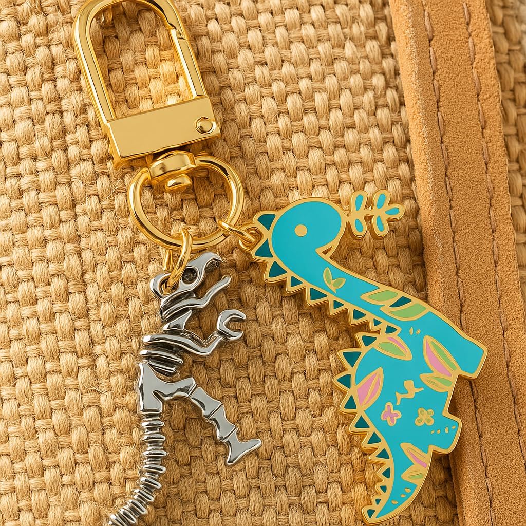 Dinosaur Keychain, Cute Key Chains for Son and Tech Lovers,Mens Keychains for Car Keys,Cute Key Chains for Bag Charms-Bule - Image 2