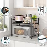 DOLALIKE Micro-ondes Rack extensible Micro-onde Stand comptoir Ustensiles de cuisine Entreposage de la vaisselle Acier au carbone sur micro-ondes plateau comptoir avec 3 Crochets