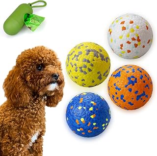 4-Pack Super Bouncy Dog Balls — Lightweight & Safe (Won’t Hurt Dogs), Indestructible Tennis Balls for Aggressive Chewers, Durable Floating Fetch Toys for Small & Medium Dogs