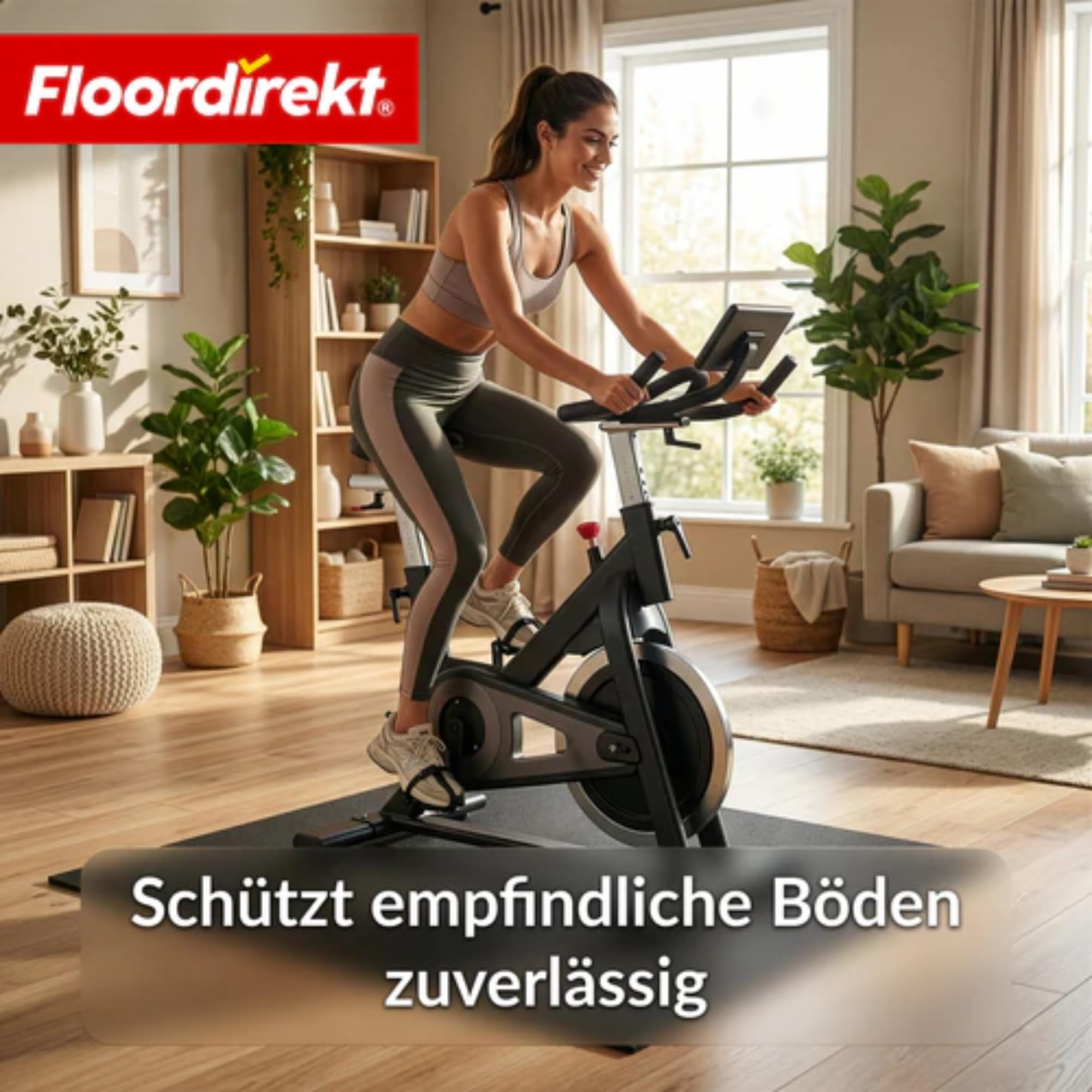 Floordirekt Schutzmatten Bodenschutzmatte 100 x 100 cm – 10 mm - Sportgeräte Matte Unterlegmatte Bodenmatte Gummimatte
