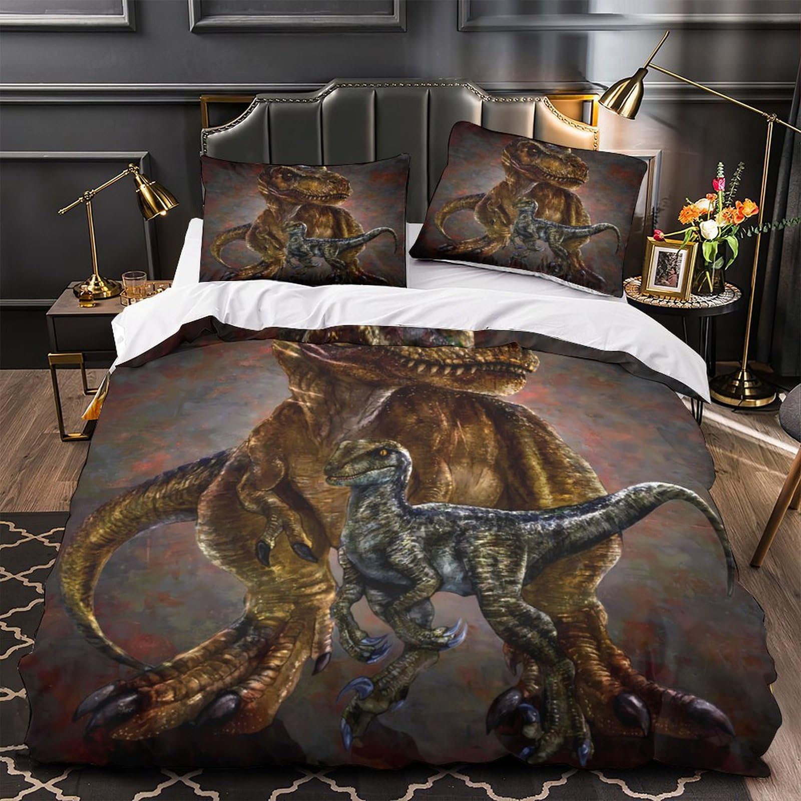 Prehistoric Creature Linge de Lit 3D Parure Microfibre Ultra Douce 260x220