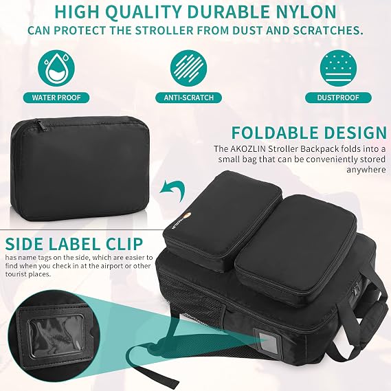 AKOZLIN Foldable Stroller Travel Bag Backpack 14.2x6x18.2 Compatible for Gb Pockit Air Plus Stroller Carry Bag[not for Gb all-city] (Bag Only)