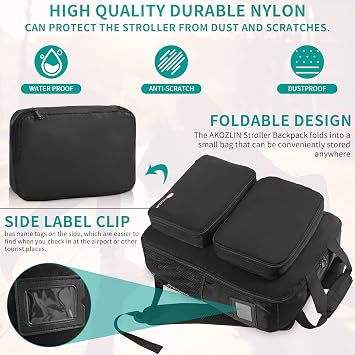 AKOZLIN Foldable Stroller Travel Bag Backpack 14.2x6x18.2 Compatible for Gb Pockit Air Plus Stroller Carry Bag[not for Gb all-city] (Bag Only)