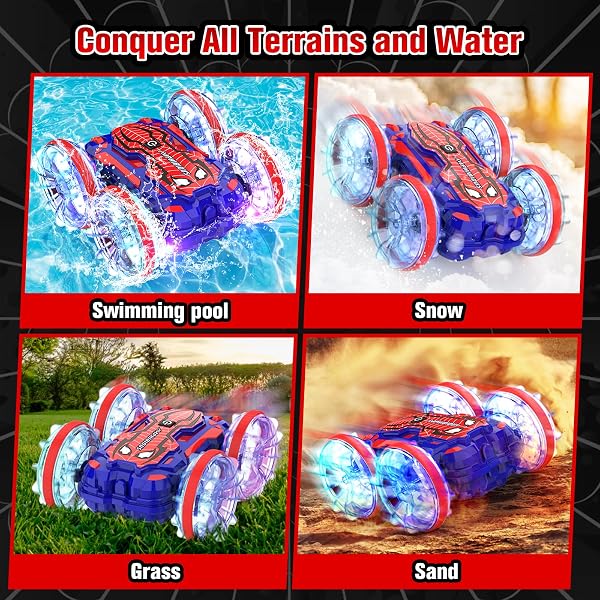 Coche Teledirigido Anfibio Spider con la Mano, Acrobático Barco RC Car Radiocontrol Todo Terreno Juguete Niño 6 7 8 9 10-12 Años Carro Criança Juego Exterior Al Aire Libre Jardín Regalo Cumpleaños - 3