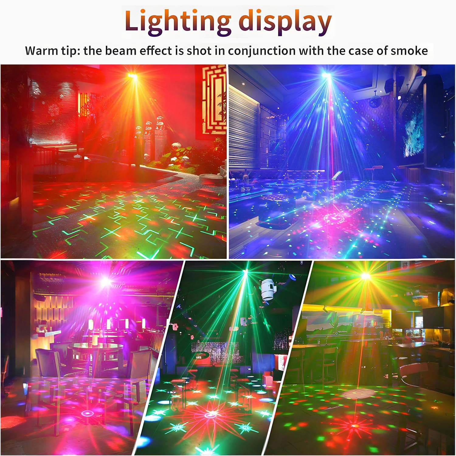 Luces Discoteca para Fiestas, Luz DJ Escenario RGB Sound Activadas con Luz Strobo y Bolas de Discoteca, Portátil Luces Colores Estroboscópica para Casa Fiesta Cumpleaños Bar Navidad Helloween Bodas
