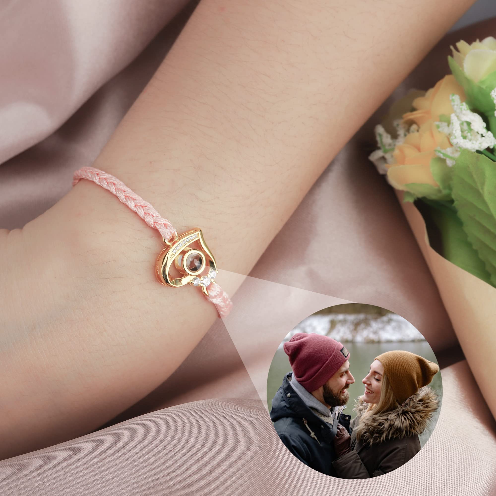 Bracciale con fotoBracciali personalizzati con immagine all'interno, braccialetto personalizzato con immagine di cuore, braccialetti for proiezione di foto, braccialetto con foto personalizzata, regal