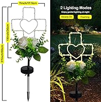 Vista 7 de Lmtocs Decoraciones de tumbas solares con cruz para un ser querido en el cementerio, regalos conmemorativos de condolencias por la pérdida de un ser