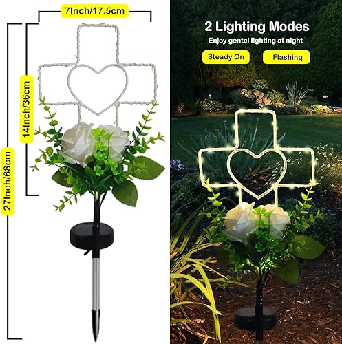 Miniatura 7 de Lmtocs Decoraciones de tumbas solares con cruz para un ser querido en el cementerio, regalos conmemorativos de condolencias por la pérdida de un ser