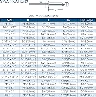 Vista 5 de 100 remaches de aluminio de 1/8" x 1/4", remaches ciegos plateados de 0.126 x 0.236 in