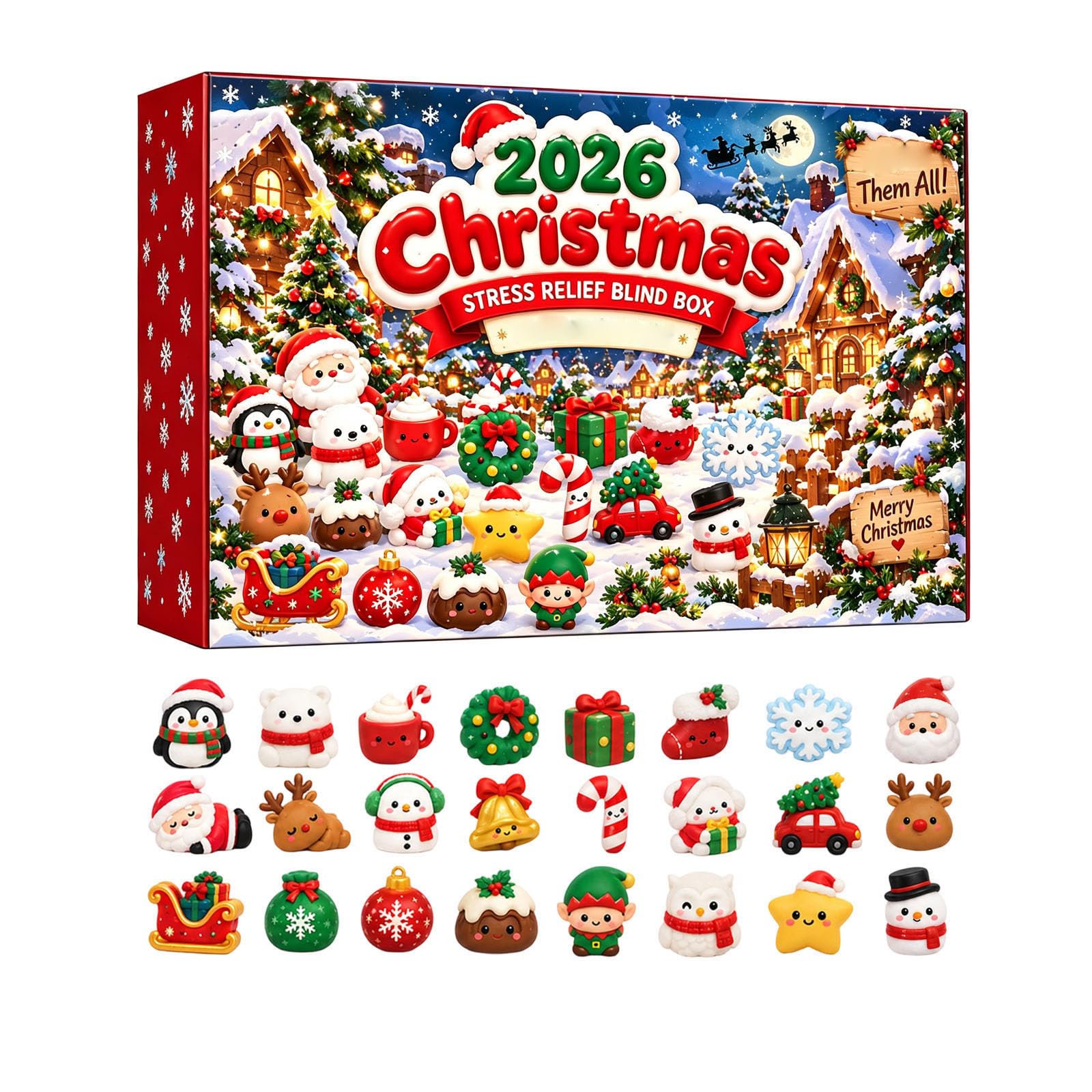 Squishy Advent Calendar 2026 Christmas Countdown Toy Mystery Gift Set,F