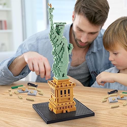 Miniatura 9 de DOLBLOCK Arquitectura y colección Micro bloques de construcción para adultos, estatua de la Libertad, un famoso modelo de monumento de Nueva York,