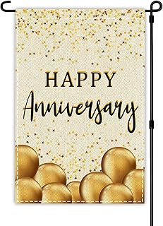 Happy Anniversary Garden Flag, Double Sided Birthday Wedding Anniversary Garden Flag for Porch, Yard, Garden, Home, Anniversary Party Decor, 12 x 18"