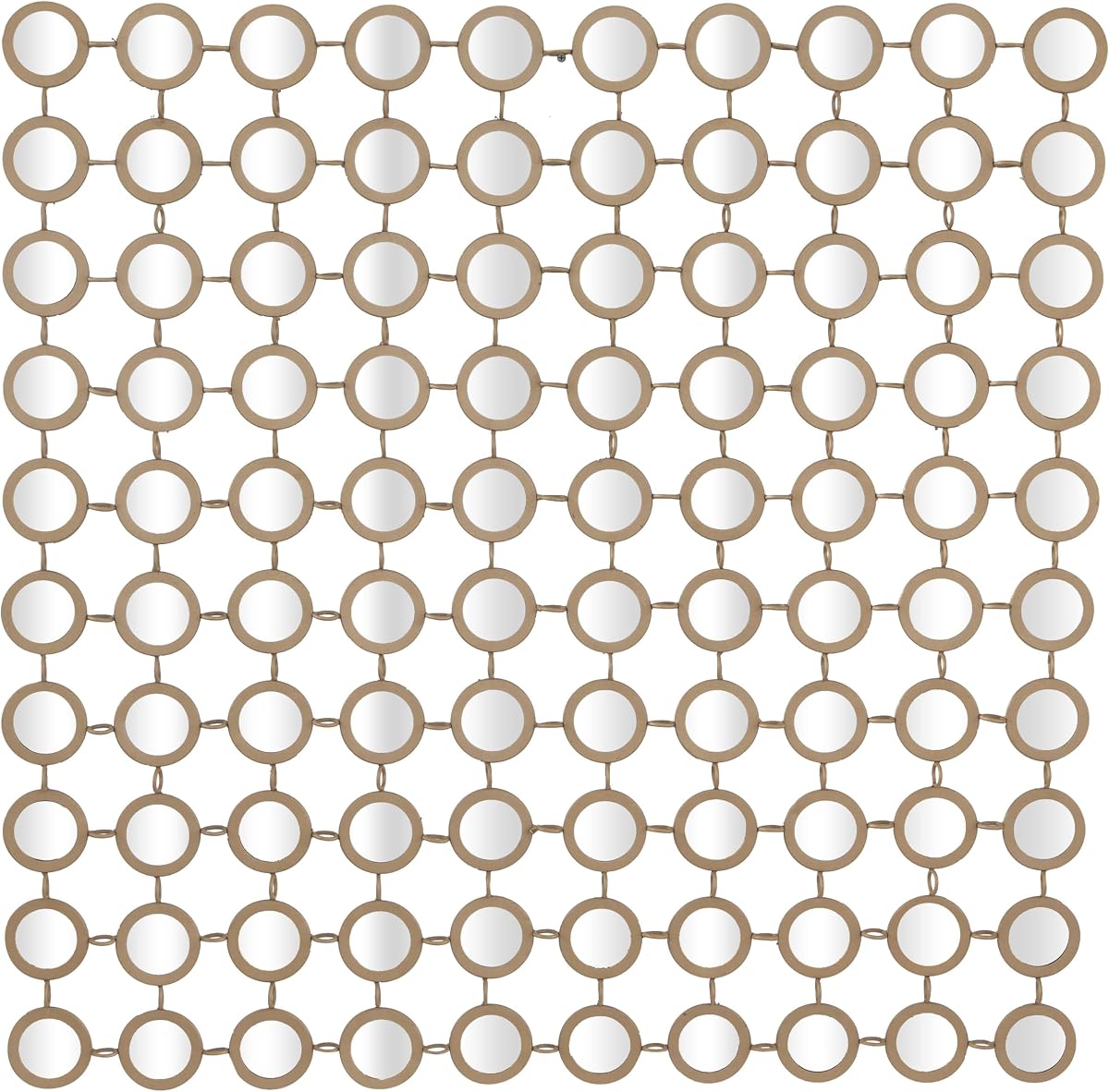 Espejo de pared geométrico de metal para habitación, espejo de entrada con patrón de rejilla, espejo montado en la pared 40" x 2" x 40", dorado, 39 por 39" | Espejo de entrada geométrico de habitación con espejo con patrón de cuadrícula