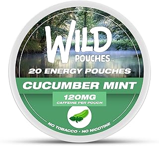 ワイルド 20 x 120mg カフェインパウチ ニコチンフリー キュウリミント - 1 x 缶オブエナジーポーチ - カフェインポーチ
