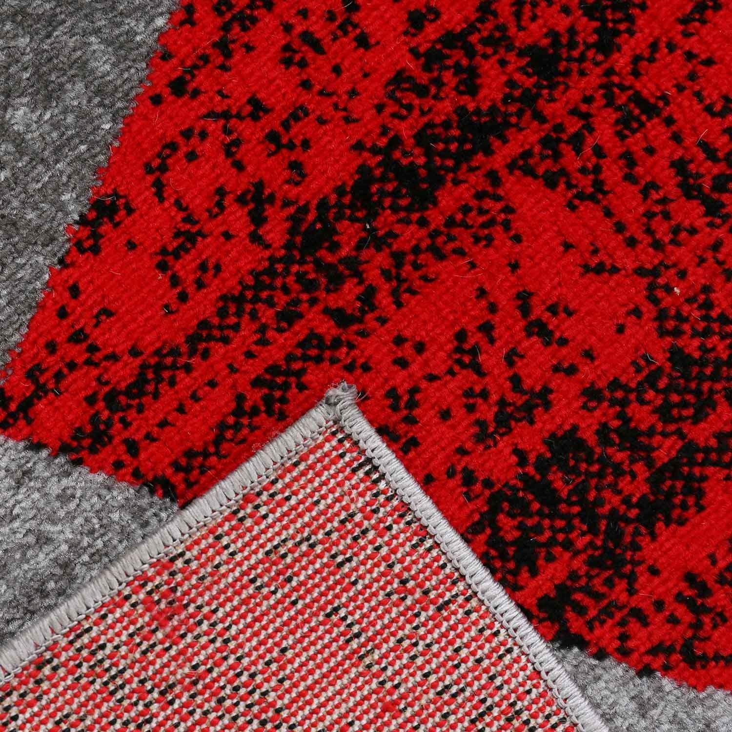 VIMODA Tappeto Geometrico a Cerchio mélange in Grigio, Bianco, Nero e Rosso, Dimensioni: 120 x 170 cm