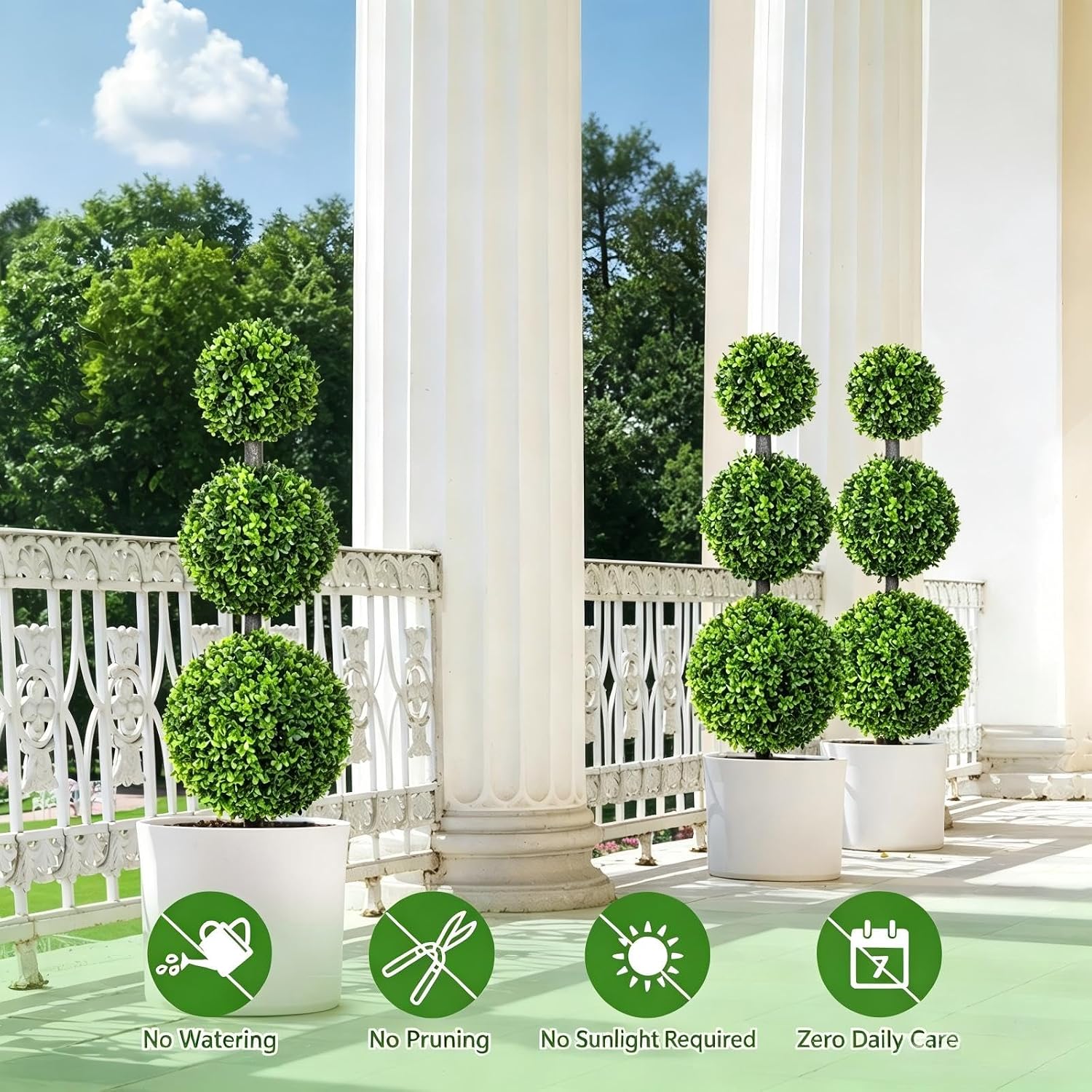 3ft Artificial Triple Ball Boxwood Topiary Tree,UV Resistant Faux Topiary Plant for Outdoor & Indoor Home Patio Office Decor