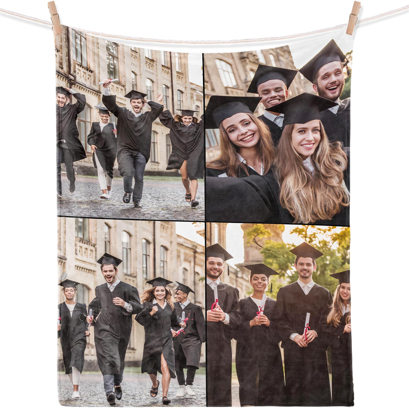 Personalised blanket with photo text- personalised gifts, custom blanket, personalised photo blanket, gifts for friends, graduates, teachers, classmates personalised graduation gifts - 4 Photos