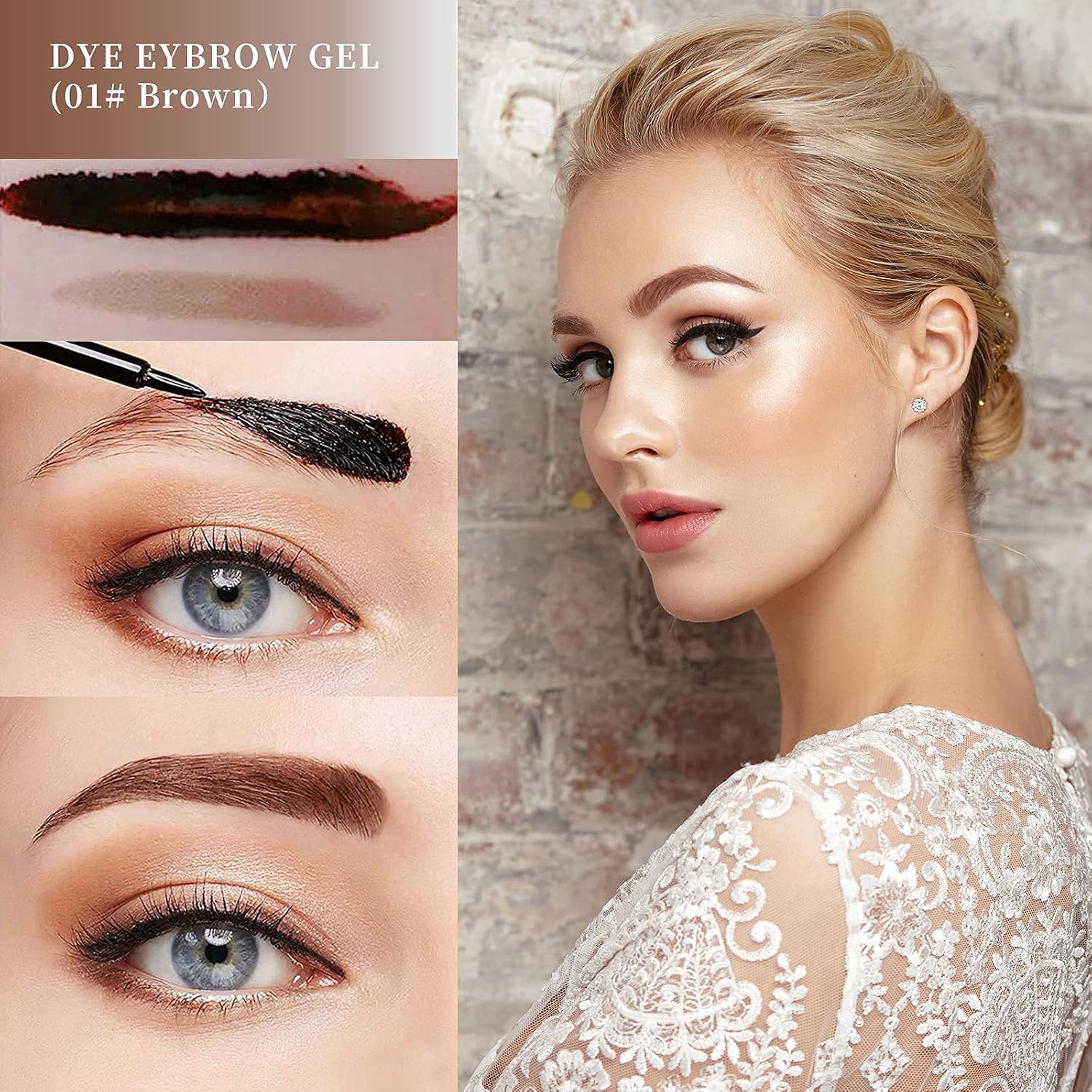 LSxia 2 Pcs Peel Off Tattoo Eyebrow Gel Set, Natural Color Eye-Brow Gel Long-Lasting Waterproof Eyebrow Tattoo, Easy Peel Off Eyebrow Brow Tattoo Makeup -Up To 3 Days (Brown)
