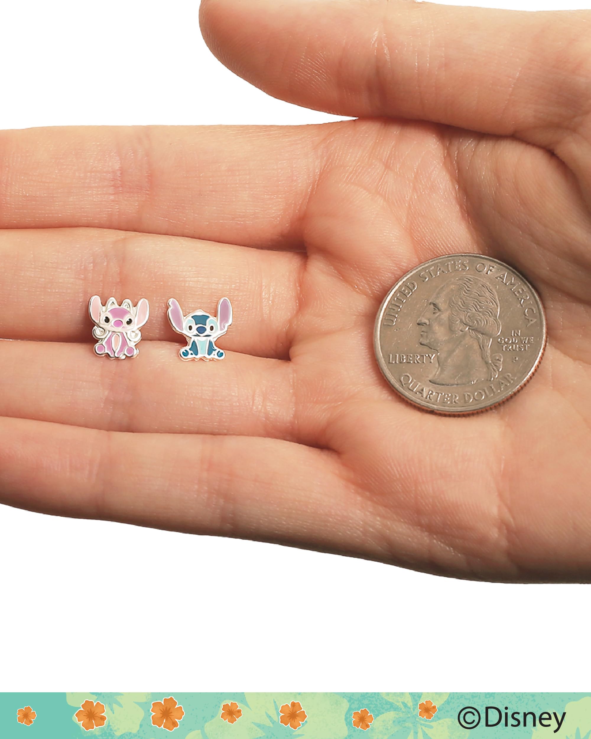 Disney Lilo & Stitch - Orecchini a lobo non corrispondenti, orecchini Disney Jewelry, Argento sterling