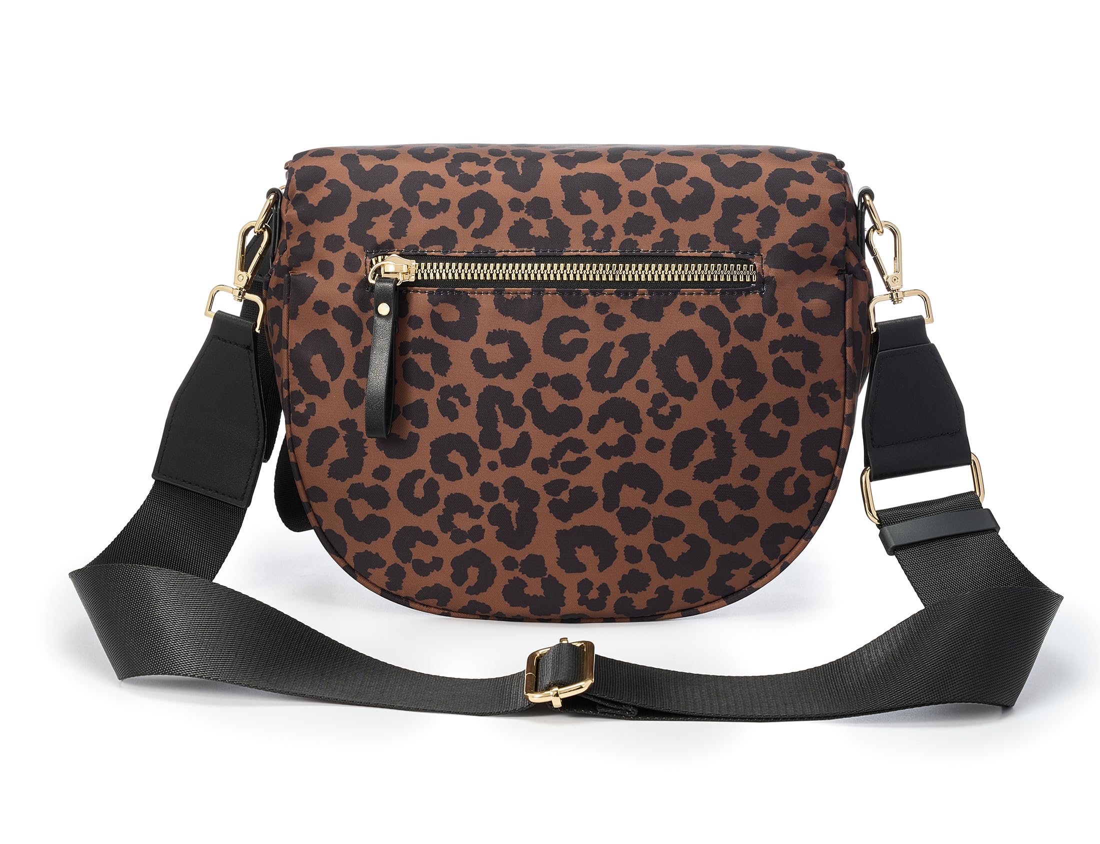 FEIBOON Spacious Nylon Crossbody Bag Bum Bag Handbags Wallets Purses Trendy Shoulder Bag for Women (Black brown leopard) view 3