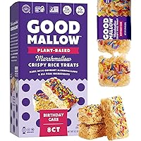 Vista 1 de GoodMallow Treats Veganos Crujientes de Arroz Envueltos Individualmente Caja de 8, Bocadillos Veganos Kosher, Aperitivos Sin Gluten Sin Lácteos
