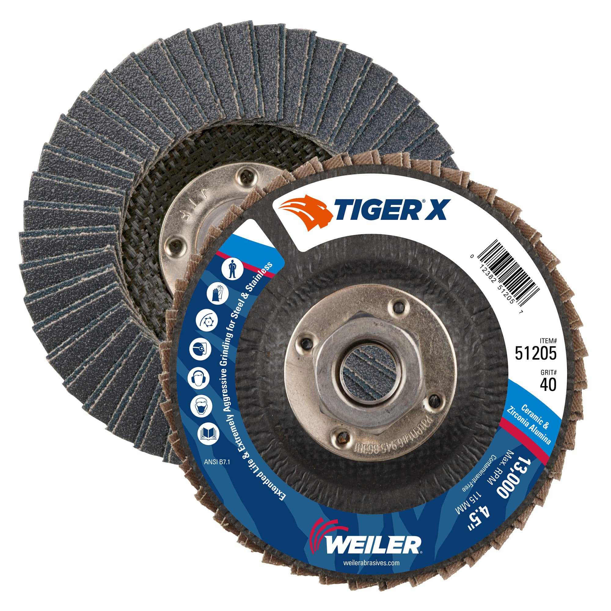 Weiler 51200 Tiger X PFC Schleifscheibe, 36 Körnung – 10 Stück