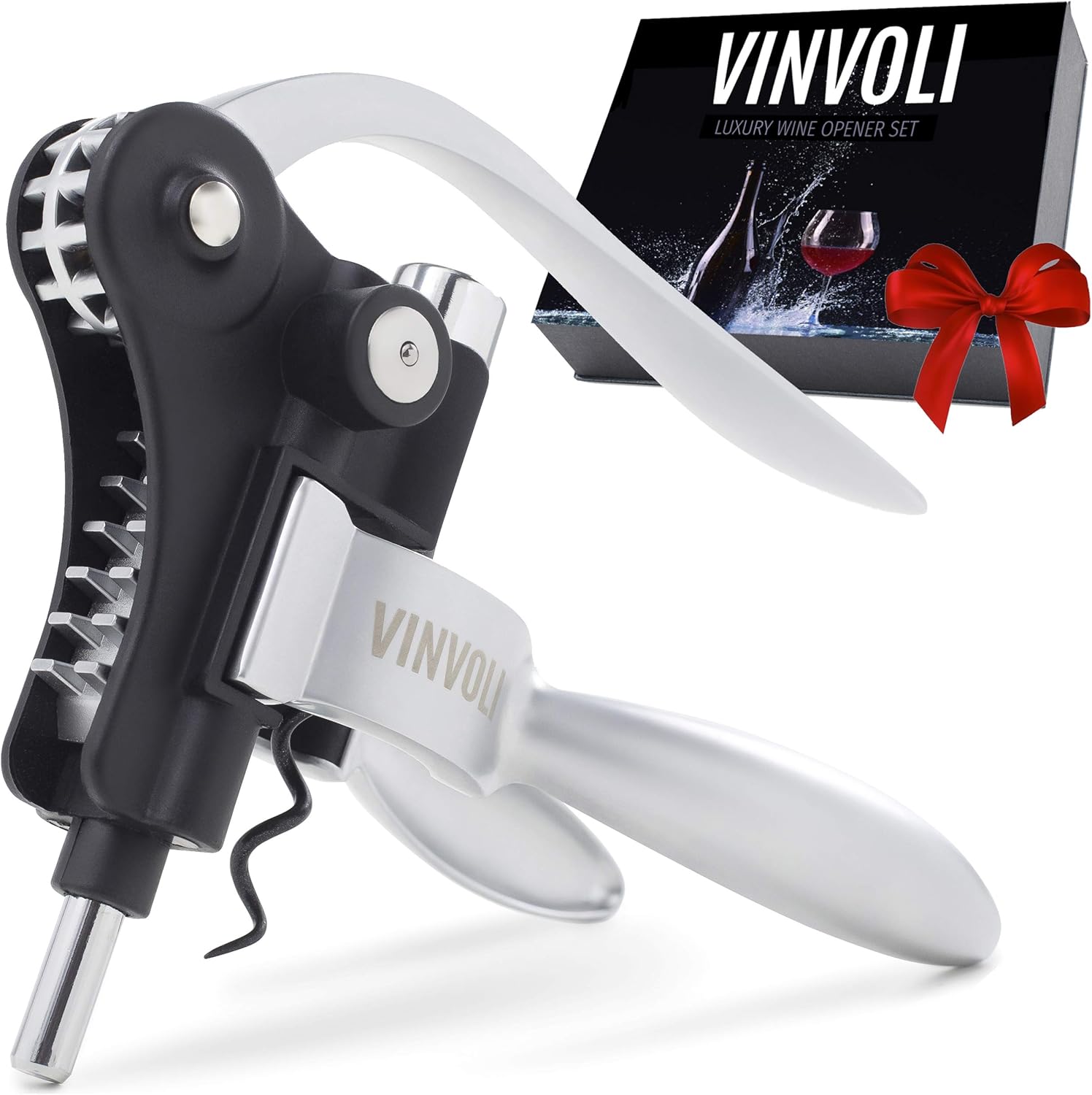 VINVOLI Wine Opener New 2021 Luxury Chrome Wine Bottle Opener Set