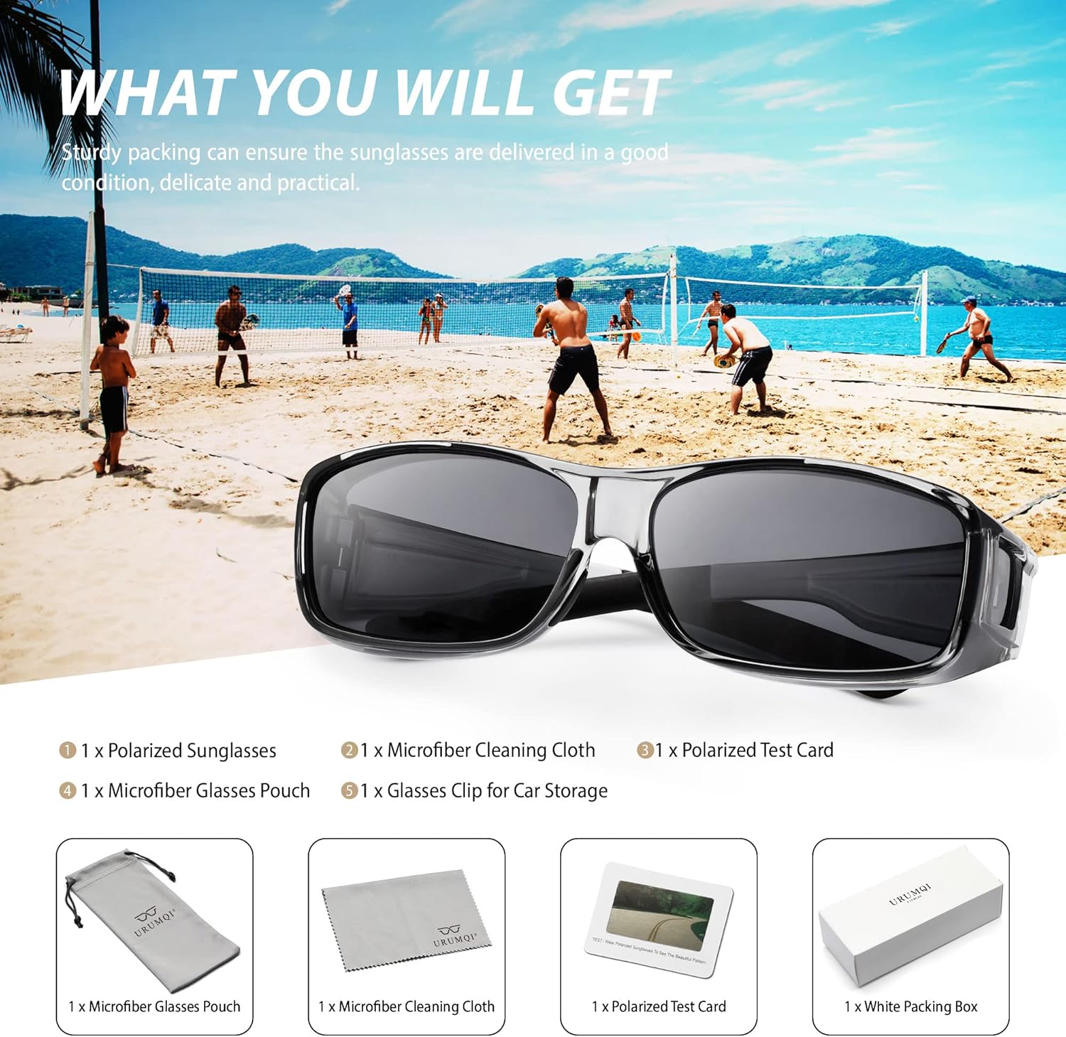 URUMQI Polarized Sunglasses Fit Over Glasses for Men Women, Wrap-around Driving Sunglasses 100% UV Protection - Image 7