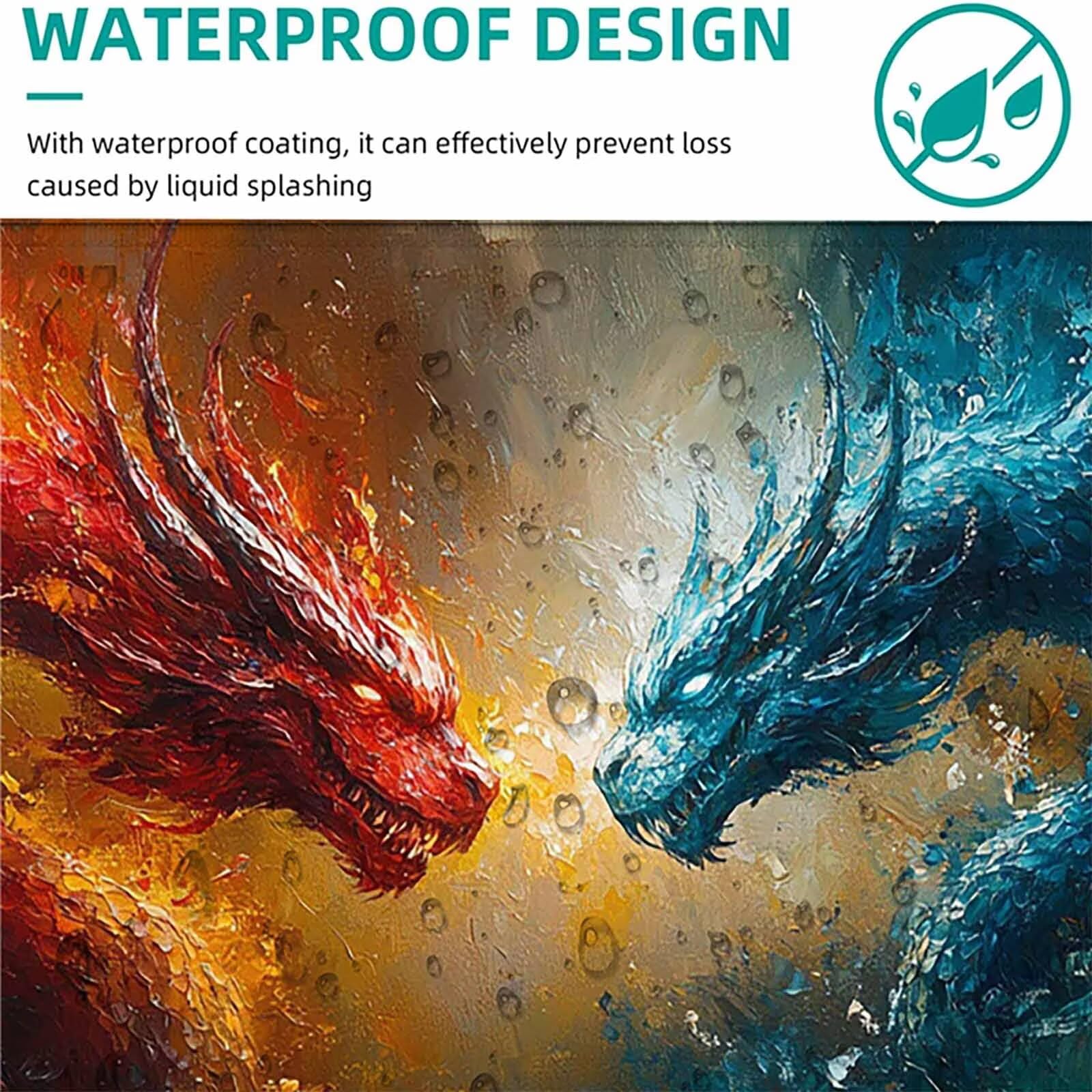 Podkładka pod mysz dla zwierząt XXL 1200 x 600 mm, wodoodporna podkładka pod mysz smok wzór szyte krawędzie design akcesoria biurowe antypoślizgowa gumowa podstawa powierzchnia dla graczy, biurko