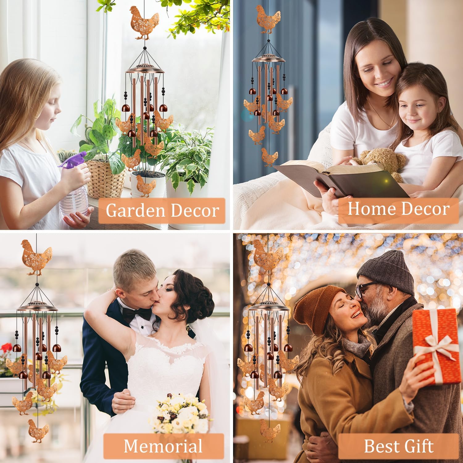 Chicken Gifts Wind Chimes for Outside - Luvsweets Chicken Rooster Gifts for Women Men, Metal Memorial Wind Chimes for Outdoor Garden Decor, Birthday Christmas Mother's Day Present for Mom Grandma - Image 6