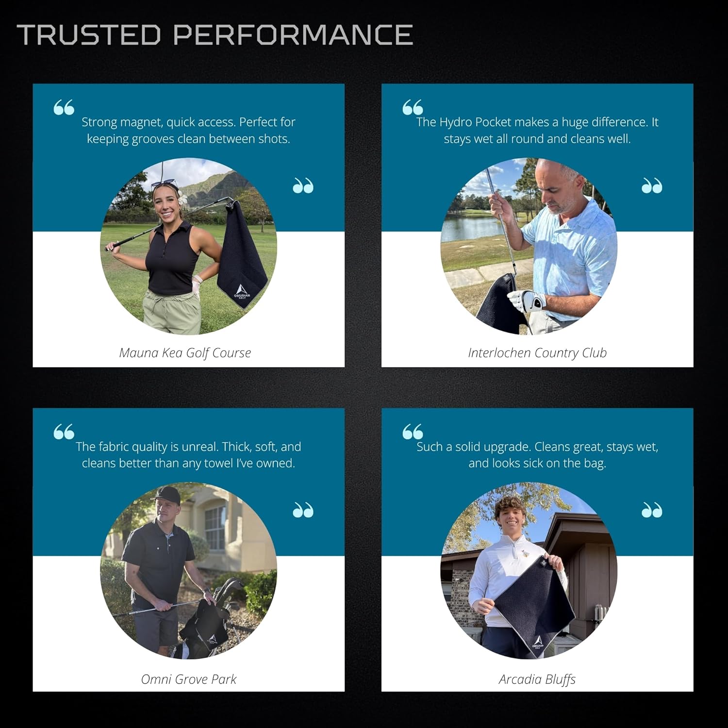 Golf Towel with Magnet & Hydro Pocket – Premium Full-Size Golf Towel HydroPouch Stays Wet for Cleaning Clubs, Easily Attaches to Clubs or Cart, Green-Side Ready (Black) - Image 3