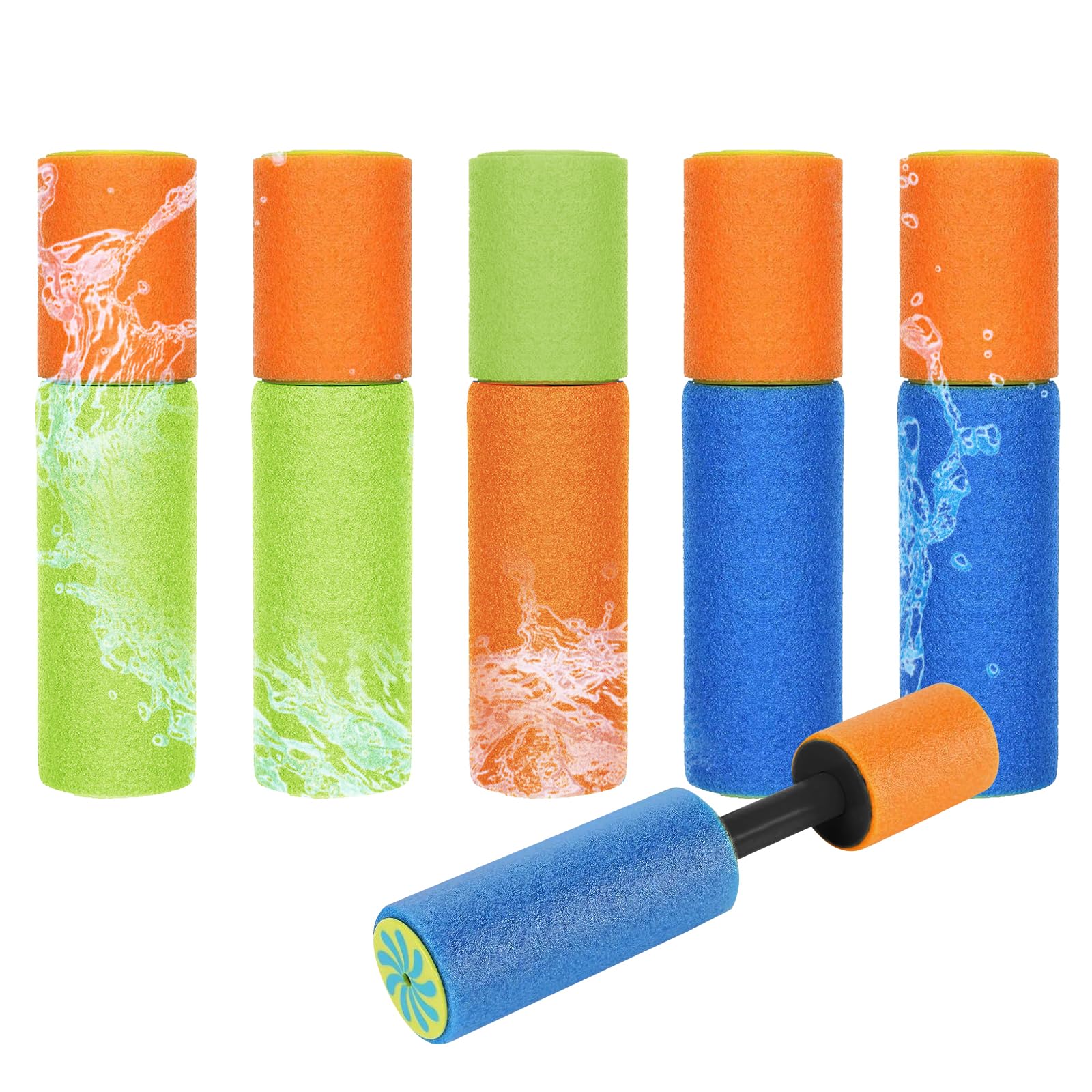 KAHEIGN – 6 Pistolets à Eau En Mousse 33 Cm – Jouets De Plage, Piscine, Jardin – Safe Et Flottants – Dès 3 Ans