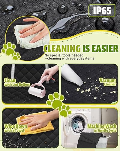 Vista 4 de Funda de asiento de coche para perros, funda de asiento para perros 600D resistente y duradera para asiento trasero, hamaca para perros 100% Negro