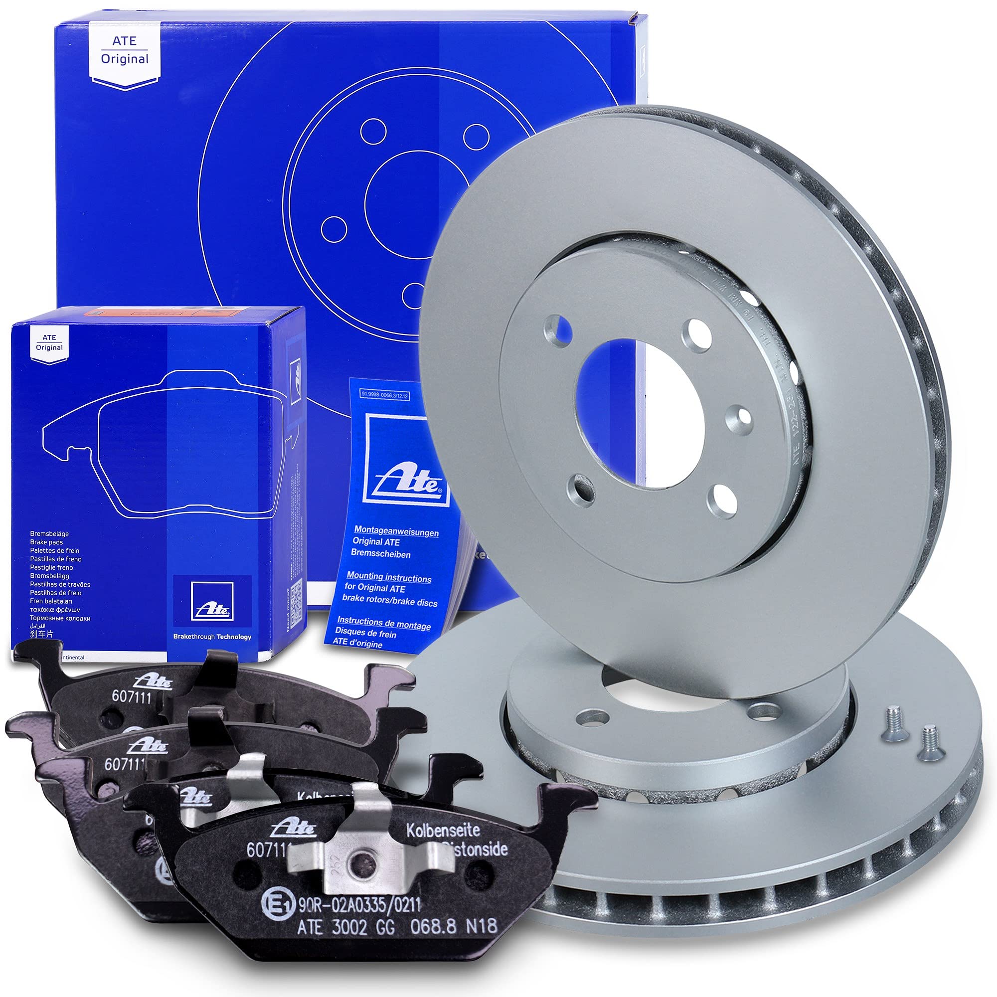ATE Bremsenset Vorderachse inkl. Bremsscheiben vorne Ø 256 mm belüftet und | Kompatibel mit: SEAT Mii, SKODA CITIGO, E-CITIGO, VW LOAD UP, UP!