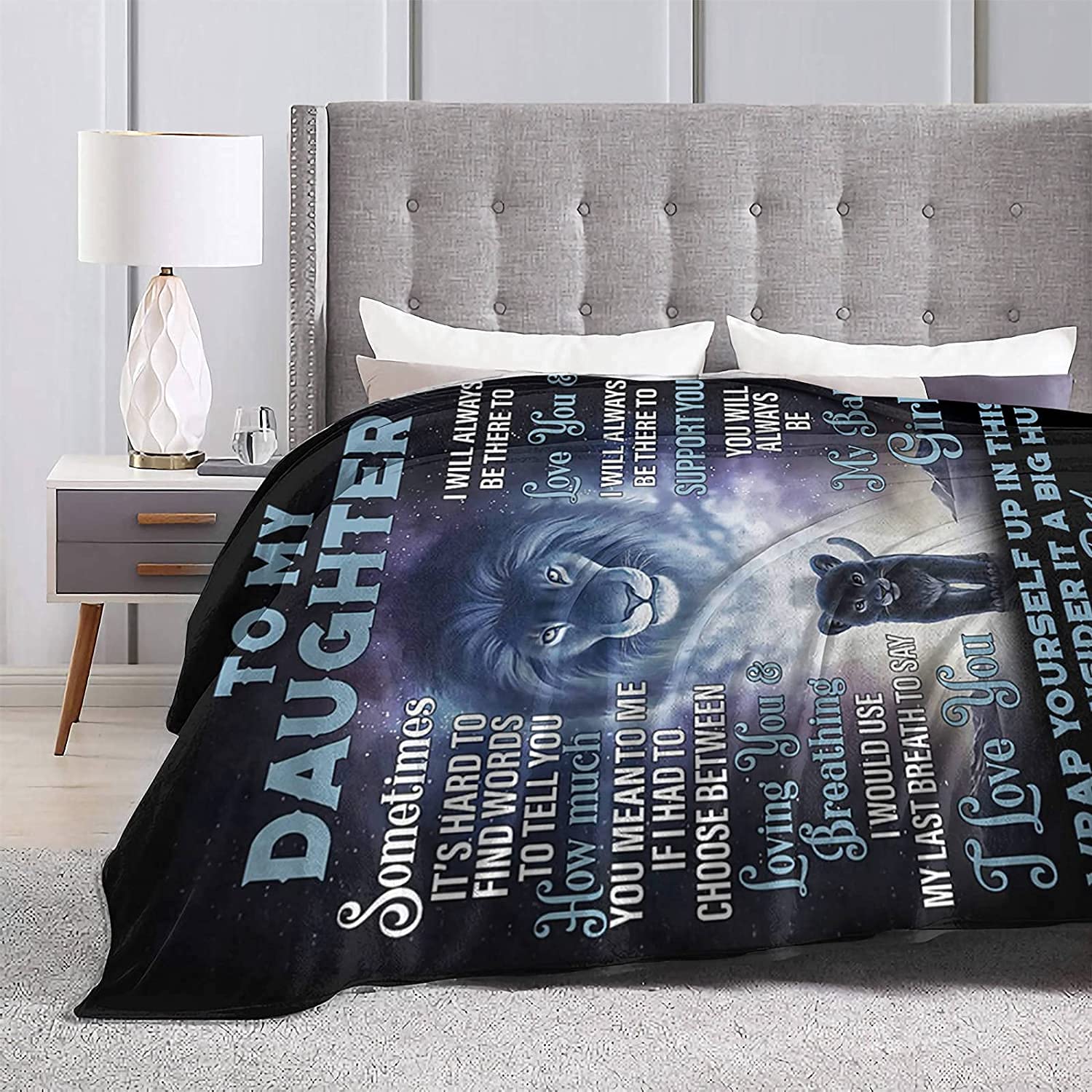 Coperta Da Papà E Figlia, Regalo Con Leone E Padre, Coperta In Flanella
