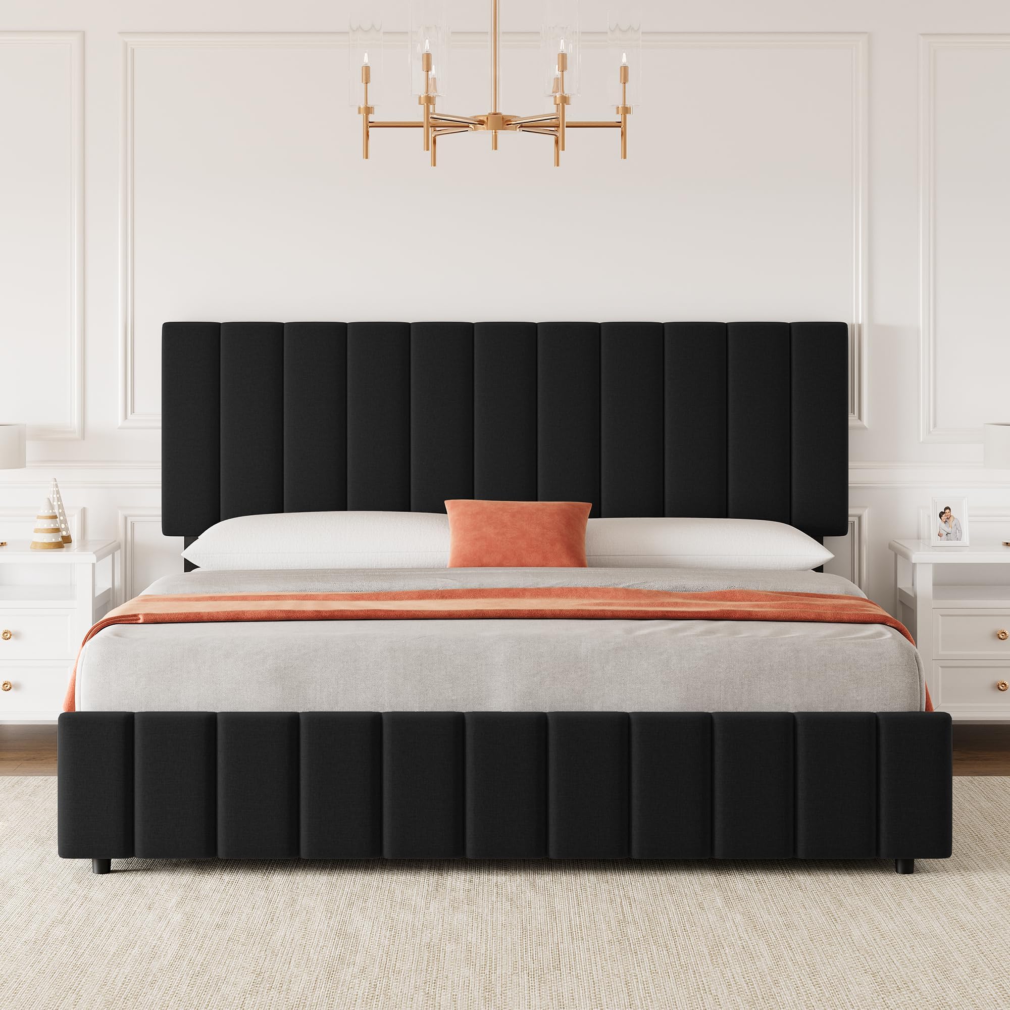 Amazon.com: IDEALHOUSE Queen Size Bed Frame with 4 Storage Drawers and ...
