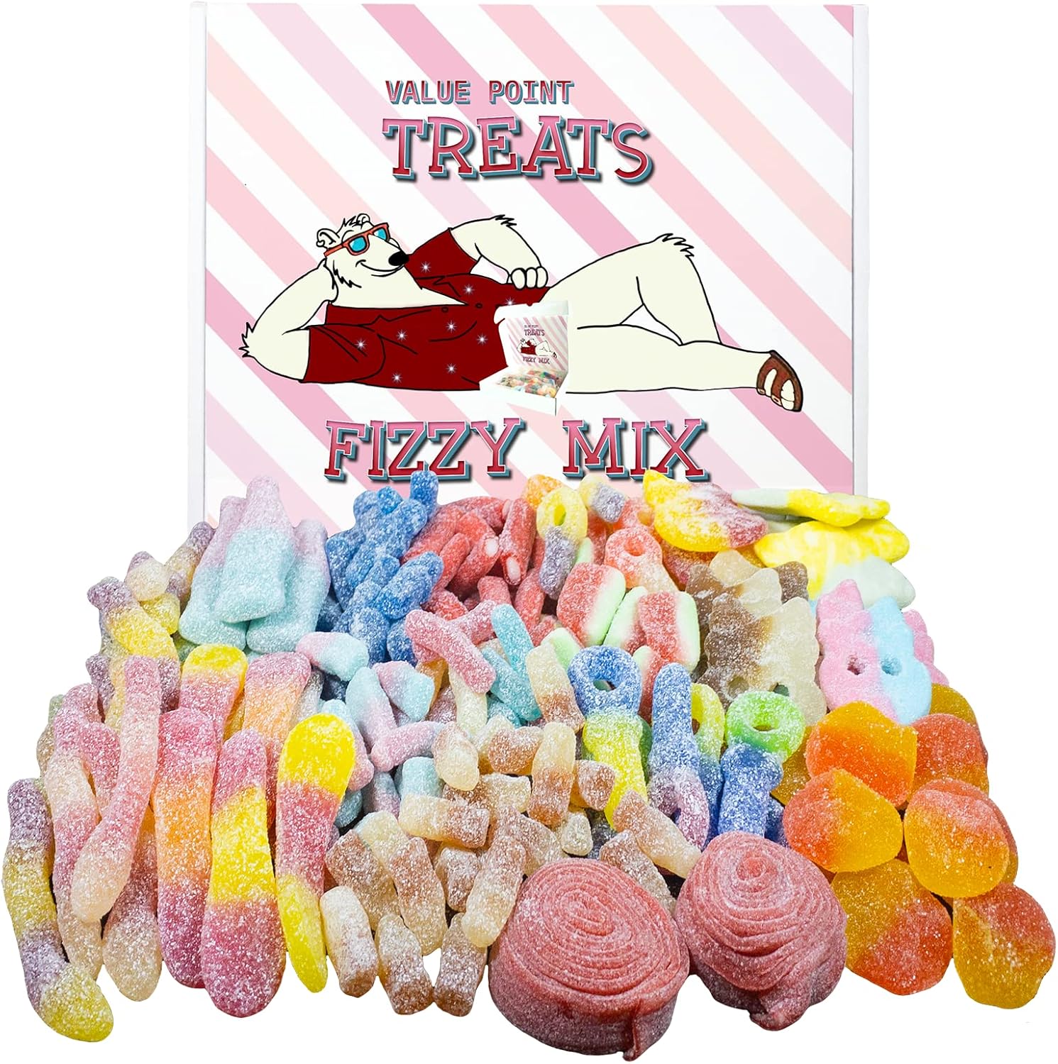 TREATS Fizzy Pick and Mix Sweets Gift Box 1kg Sweets Bulk Sweets