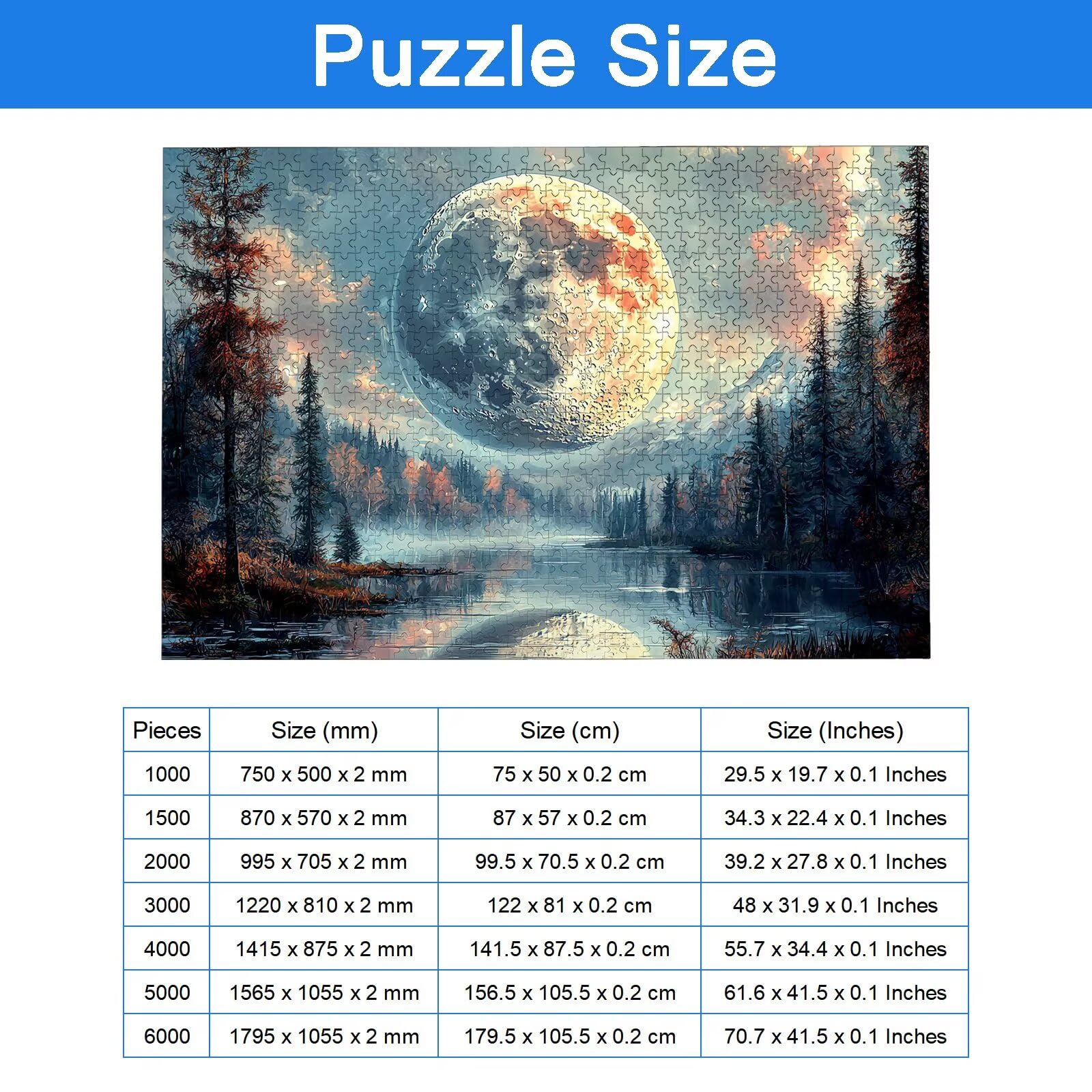 Puzzle 6000 Pezzi Luna, Puzzle Paesaggio 6000 Pezzi Arte per Adulti e Bambini, Misura: 179.5x105.5 cm, Puzzles Legno per Adulti con Squisita Scatola di Imballaggio, Regalo Donna, Regalo Uomo, -7625