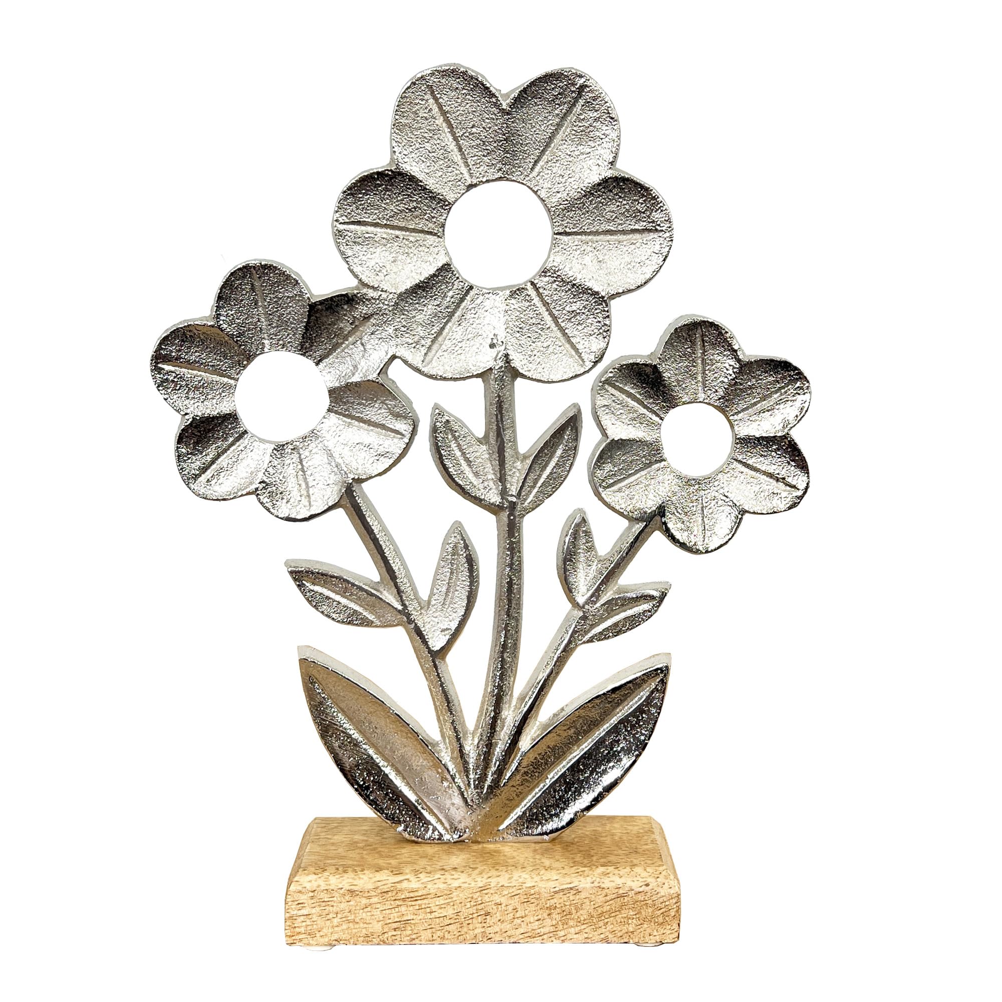Alfie Francis Silver 26.5Cm Tall Flower Ornament For The Living Room Home Decor Accessories Metal Statue Sculpture Decortion
