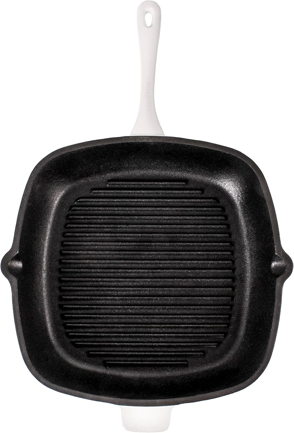 Berghoff Neo 11" Cast Iron Grill Pan, Even Heat, Heavy-duty Handle, Oven Safe Up to 400°F, White
