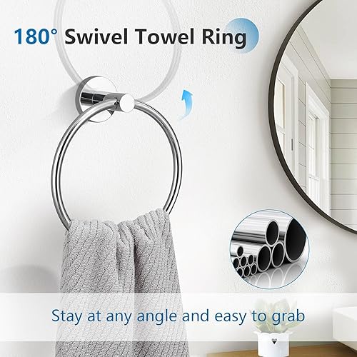 Miniatura 10 de Juego de 10 toallas de baño de oro cepillado, incluye toallero de 23.6 pulgadas, soporte para papel higiénico, anillo de toalla, ganchos para