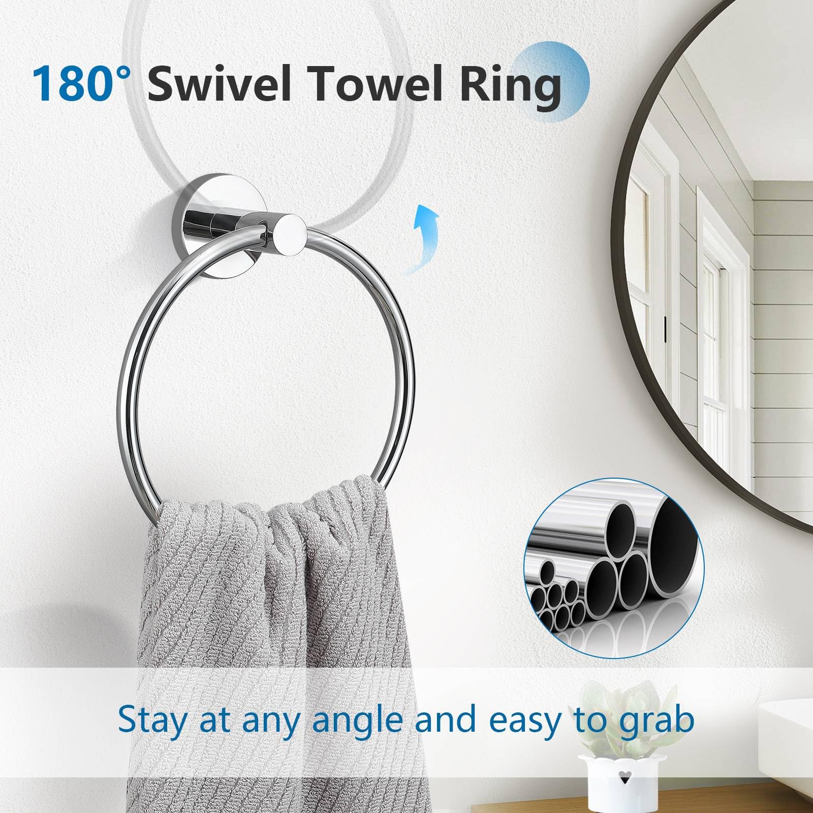 Lot de 5 porte-serviettes en chrome poli 60 cm