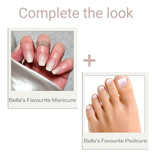 Miniatura 5 de Alice & Bella Tiras de uñas de gel semicuradas  Kit de pedicura favorito de Bella 32 piezas  Color rosa degradado suave con un toque de purpurina