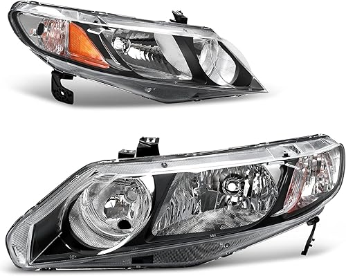 Faros delanteros de repuesto para automóvil con lente ámbar, con carcasa color negro, modelo parecido al original (HO2502127, HO2503127)., carcasa