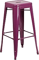 Vista 23 de Flash Furniture - Taburete de bar de grado comercial de 30 pulgadas de metal rojo, sin respaldo, para interior/exterior con asiento cuadrado